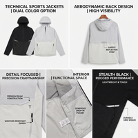 Veste de sport coupe-vent respirante en maille grillagée brodée avec fermeture éclair légère pour homme