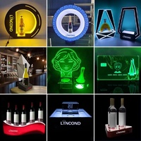 Étagère d'exposition pour bouteille unique en acrylique/plastique éclairée par LED, personnalisée en usine, pour spiritueux et vin, certifiée CE ROHS/FCC, OEM/ODM