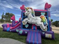 Maison de rebond gonflable licorne populaire avec toboggan Combo arrière-cour Carton thème château sautant pour enfants adultes location de fête