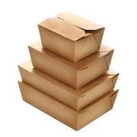 Boîtes à emporter en papier kraft brun biodégradable, contenants alimentaires jetables avec poignée pour restaurant, traiteur, livraison