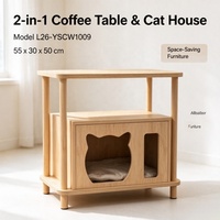 Table d'appoint et table basse USMILEPET pour humains et animaux, meuble en bois avec griffoir en sisal pour chat, lit pour chat d'intérieur