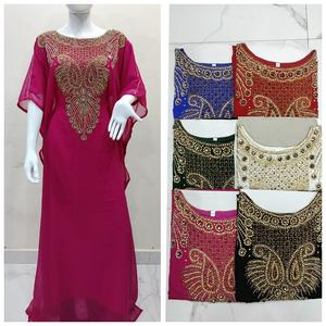 Poliéster Georgette pesado Lentejuelas trabajo Jalabiya Kaftan - Product Image 4