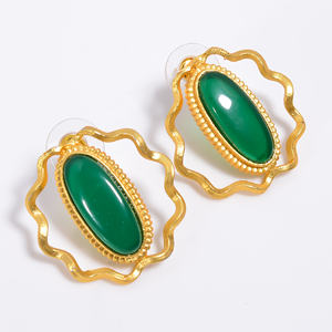 Mujeres y niñas moda 14K Latón chapado en oro hermosos pendientes hechos a mano latón piedras preciosas joyería exportador - Product Image 4