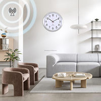 Atomare Analoge Wanduhr, Funkgesteuerte Automatisch Einstellbare Wanduhr, Aluminiumrahmen-Wanduhr für Zuhause, Schule, Büro