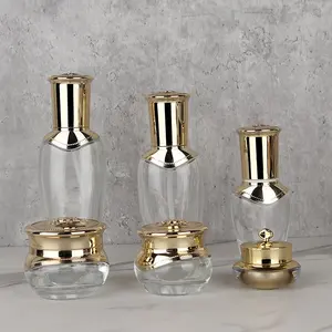 Luxury Cosmetic Glass Bottle Set Skincare Container New Design Korea Style Skincare Cosmetic Packaging Glass Bottle