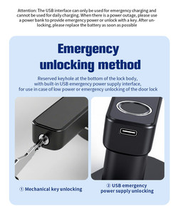 Serrure de porte intelligente biométrique TTlock Tuya avec poignée de porte et cylindre à levier C - Product Image 5