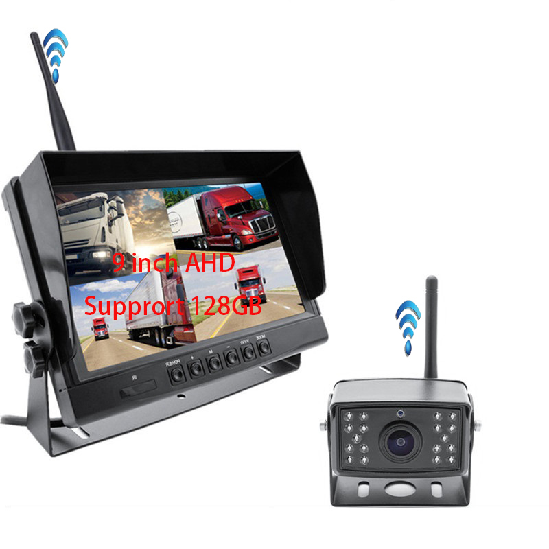 Factory Digital 1080P RV Wireless Car Backup Camera with 9inch 4ch Quad Display Monitor DVR Dash Monitor Vehicle Video Recorder