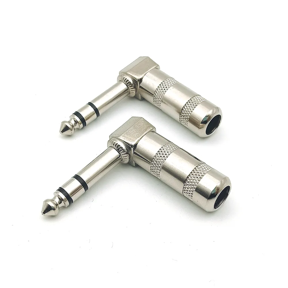 1/4 "6.35 Mm Haakse Mannelijke Soldeer Type Trs Stereo Plug Connector Voor Gitaar Speaker Phono