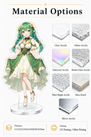 Standee Akrilik Anime Custom UV Printing dengan Foil Emas, Slot Tunggal, Figur Karakter Kartun, Hadiah Kolektor