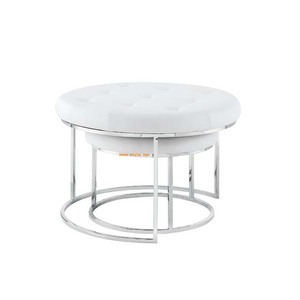 Nicole Miller Blaise juego otomano anidado Marco de metal pulido redondo - Product Image 1