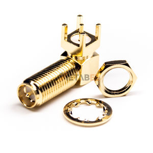 Conector hembra RP de mamparo frontal de ángulo recto chapado en oro de 50 ohmios DIP para PCB - Product Image 3