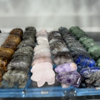 Sculpture d'ours en pierre précieuse naturelle en gros, sculpture animale en cristal, pierre de guérison de poche, décoration artisanale pour la maison, cadeau