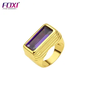 foxi fashion jewelry 18k gold cubic zirconia purple gem big promise rings for women 2023