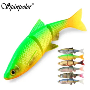 Swimbait Shad Soft Jerk Minnow Bass señuelo de pesca cuerpo en forma segmentada 3 peces articulados cola bifurcada para Largemouth 8cm 9,6 cm 13cm