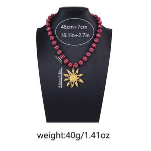 Collar con colgante de girasol de aleación informal de moda collar de mujer con cuentas - Product Image 2