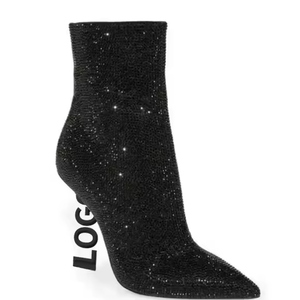 Custom logo High Heel Top Quality Women Pu or Genuine Leather High Heels Shoes Pointed Toe Sexy Fashion Heel Ankle <b>Boots</b> - Product Image 2