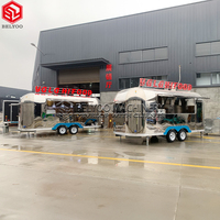 Remorque mobile pour pizzas avec logo personnalisé Remorque en acier inoxydable pour cuisine entièrement équipée Remorque mobile pour bar et restauration