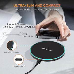 <span class=keywords><strong>Chargeur</strong></span> sans fil portable 15W avec logo personnalisé, lumière LED, boîtier en métal, charge rapide, entrée Type-C, chargeurs de téléphone sans fil - Product Image 6