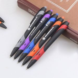 Best OEM Custom Printed Logo Bulk Plastic Ballpoint <b>Pens</b> Multicolored Rubber Coated Retractable 1.0mm Custom Brand Office/School - Product Image 4