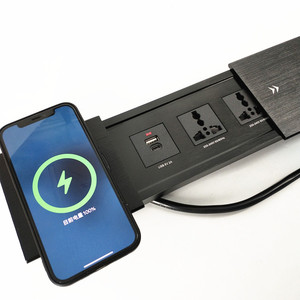Prise de courant universelle dissimulée pour table de conférence, chargeur sans fil, connexion de table coulissante avec port de charge USB-C - Product Image 3