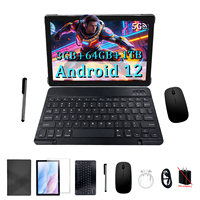 Tablet Android 10.1 inci WiFi 5G Tren Terbaru dengan Keyboard, Prosesor MTK Octa Core, Android 12, Layar IPS 1280*800, RAM 3GB, ROM 64GB, USB-C, 1.5GHz, untuk Bisnis