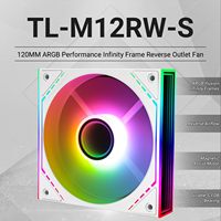 White Thermalright TL-M12RW-S 120mm Computer Case Fan with ARGB Mirror Light Effect for Case CPU Liquid Cooler