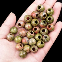 Perles en vrac de pierres naturelles (Agate, Jade, Améthyste, Quartz Rose) à grand trou de 5 mm et perles rondes à grand trou de 12 mm pour la fabrication de bijoux DIY