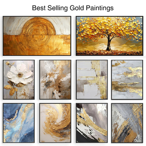 Handmade canvas 3D kết cấu vàng đen trừu tượng bức tranh sơn dầu và tường nghệ thuật trang trí nội thất sang trọng - Product Image 6