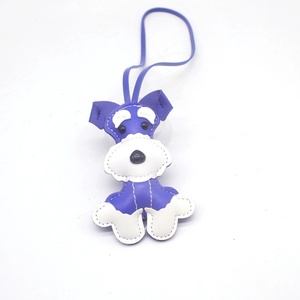 Chaîne de téléphone personnalisable avec animal mignon, breloque de sac pour filles, porte-clés en cuir PU durable, chien Schnauzer de dessin animé, cadeau promotionnel - Product Image 6