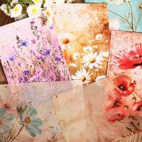JAI IMAN 16 papiers 8 papiers transparents et 46 autocollants Wildflower DIY Scrapbook Pack Junk Journals Decor Paper