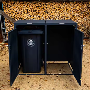 Wholesale <strong>Custom</strong> Metal Waste Bins 120L/240L Outdoor Trash Bin <strong>Enclosure</strong> with Wood Grain Paint Dustbin &amp; <strong>Garbage</strong> Can Storage Shed - Product Image 2