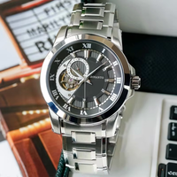 Montre mécanique automatique pour homme, design tendance, cadran squelette avec chiffres romains, étanche, acier inoxydable, montre-bracelet pour homme d'affaires
