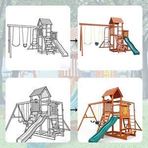 Équipement de jeu sûr cadre d'escalade durable maison de jeu pour enfants aire de jeux extérieure ensemble de jeu d'arrière-cour jouet ensemble de balançoire en bois - Product Image 3