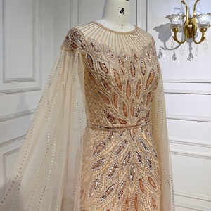 Abito <span class=keywords><strong>da</strong></span> sera Serene Hill LA71999 color oro a sirena con perline e maniche a mantella, abito formale <span class=keywords><strong>da</strong></span> cerimonia per donna - Product Image 5