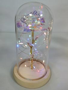 Mawar Abadi Buatan Tangan dengan Penutup Kaca LED, Daun Emas, Ornamen Kreatif, Kotak Hadiah Harga Pabrik, Hadiah Natal Hari Valentine - Product Image 2