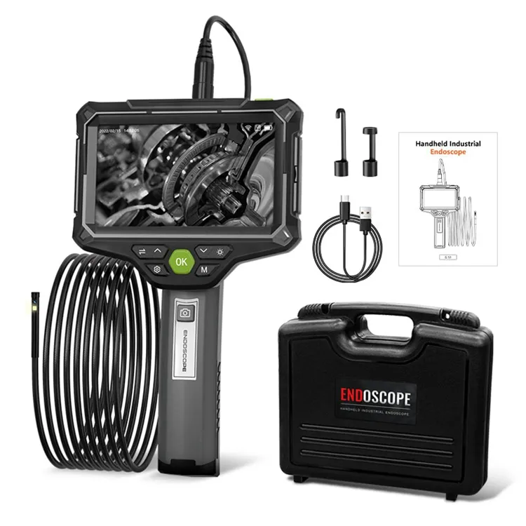 Handheld 5inch HD IPS Display Industrial Video Scope Camera 3.9mm Vehicle Pipe Inspection Borescope Smart Endoscope