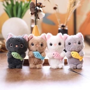 Lindo Llavero de Peluche con Forma de Gato y Pez, Muñeco de Peluche Suave y Esponjoso, Juguete de Animal de Peluche, Accesorio para Bolsos, Muñeco de Peluche, PP - Product Image 1