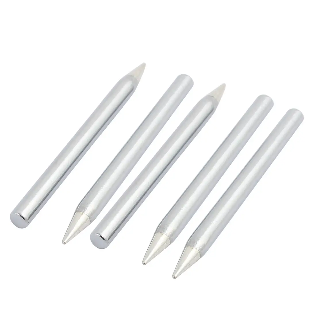 70mm Length Soldering Station Solder Iron Tool Pointed Tip Silver Tone 5Pcs