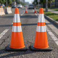 Cône de signalisation 700 mm avec bandes réfléchissantes de qualité ingénierie, base en caoutchouc pour montage au sol, équipement de sécurité routière extérieur IP65