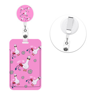 In stock <b>briefcase</b>, goose-shaped ID card retractable badge roll, round epoxy easy-pull keychain, card holder, UV printed. - Product Image 1