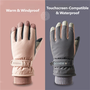 Gants de ski pour hommes et femmes, isolés, doublés de polaire, chauds, imperméables, avec fermeture à cordon, en polyester, résistants au froid, pour le cyclisme - Product Image 4