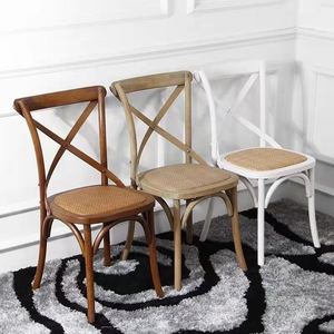 Chaise de salle à manger en rotin, siège en bois à dos croisé, Design ancien classique, pour Banquet mariage, offre spéciale, - Product Image 4