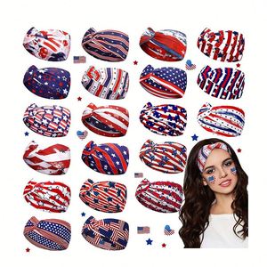 Diademas Patrióticas Personalizadas para el 4 de Julio - Accesorio Elástico para el Cabello con la Bandera Americana en Rojo, Blanco y Azul para Mujeres y Niñas - Product Image 1