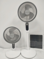 Ventilateur sur pied multifonctionnel de 14 pouces à énergie solaire AC DC Rechargeable 28W Panneau solaire USB Charge de téléphone Lumière LED Télécommande