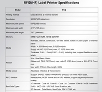 Imprimante d'étiquettes RFID X1iC 13,56 MHz HF, imprimante d'étiquettes thermiques à code-barres, impression d'étiquettes