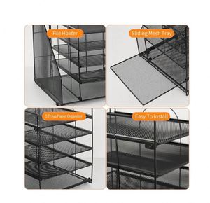 Metal Mesh Desk Organizers and Accessories 5 Tier Paper Organizer with <b>File</b> Holder <b>Document</b> Organizer - Product Image 4