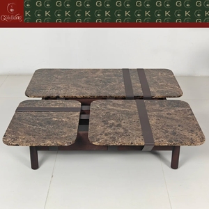 Table basse modulaire contemporaine GOLDKING en marbre brun veiné, design modulaire emboîtable, fabrication artisanale, OEM ODM direct - Product Image 4