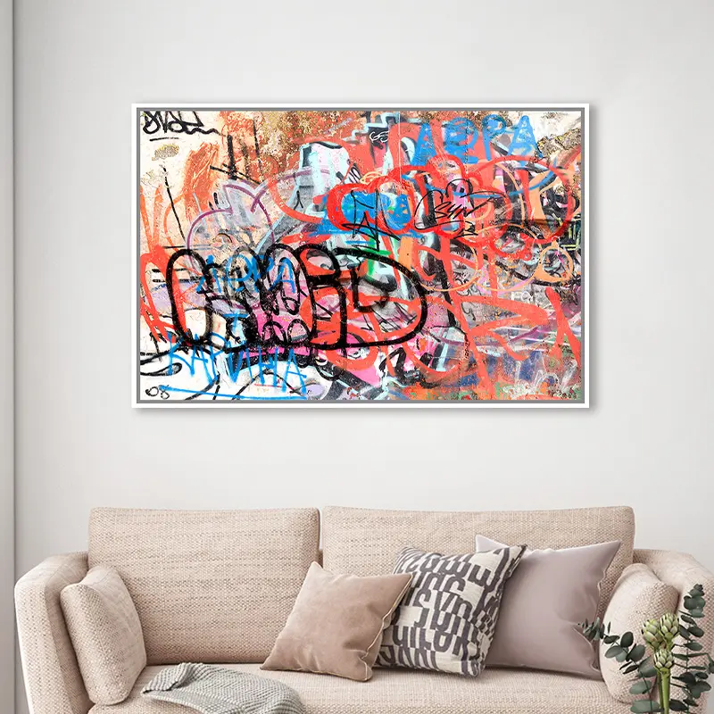 สีสันUrban Street Graffitiพิมพ์พื้นหลังบทคัดย่อArt Wall Paintingสําหรับ80'S Party Decorสีน้ํามันขนาดกลาง