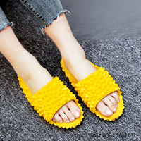 Pantoufles pour femmes en forme de durian, antidérapantes, été, intérieur/extérieur, design en Y, dessus en PVC, semelle extérieure en caoutchouc, pantoufles populaires