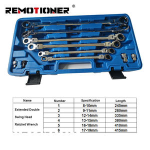 Juego de llaves de carraca extralargas de 72 dientes, 8-19mm CRV, 6 uds./10 Uds., herramienta de llave de extremo de caja doble con cabeza flexible - Product Image 2